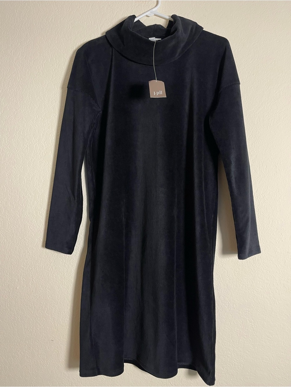 J. Jill Pure Jill Corded Velour Cowl Neck Dress Black Size Small